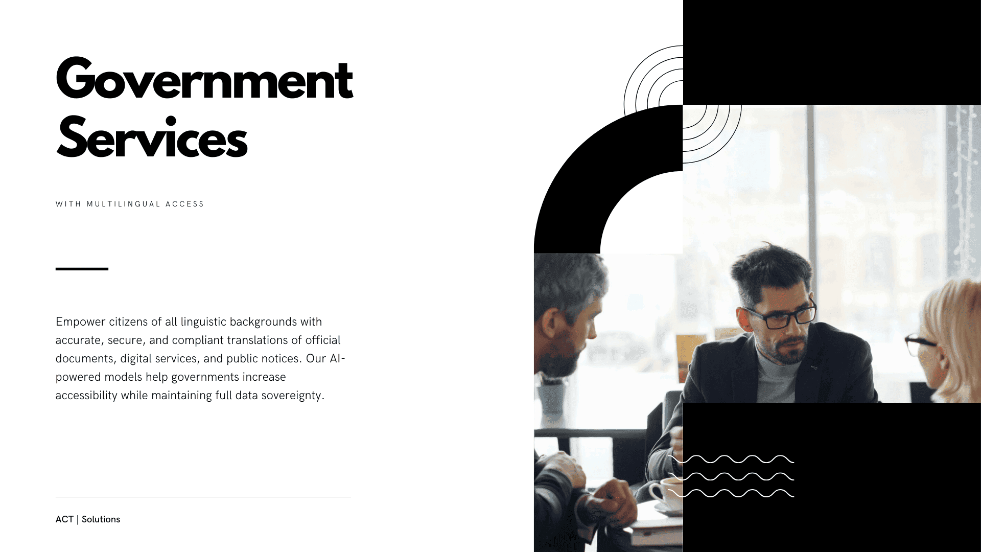 Illustration des solutions de traduction gouvernementales